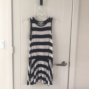 Loft Black and White Striped Shift Dress